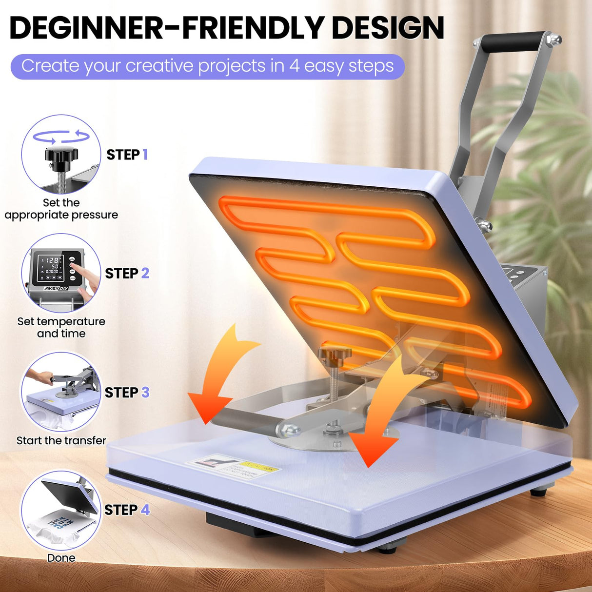 15x15 Heat Press Machine,Slide Out Heat Press Digital Clamshell Heat Transfer Sublimation Printer Press Industrial-Quality Power Heat Press for T Shirts/Pillow/Bag/Plates Creative Pattern DIY DREAMVAN