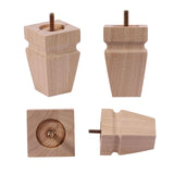 Square Wood Furniture Legs Set of 4 - Wooden Replacement Feet for Couch, Bed, Bench, Dresser, Rubber Wood Parts for Table, Sofa, Wooden Legs Chairs Complete with Installation Hardware, 4 inch Natural Texphw