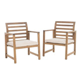 Christopher Knight Home Emilano Outdoor Acacia Wood Club Chairs, 2-Pcs Set, Natural Stained / White Christopher Knight Home