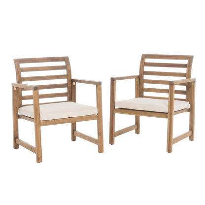 Christopher Knight Home Emilano Outdoor Acacia Wood Club Chairs, 2-Pcs Set, Natural Stained / White - WoodArtSupply