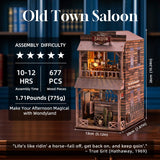 Wondyland Book Nook Kit - DIY Miniature House & Dollhouse Alley Model Kit, Puzzle Bookshelf Library Decor with LED Light, Craft Gift for Adults, Teens, and Family(Old Town Saloon) Wondyland