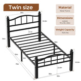 Blbeed Metal Twin Bed Frames, Noise-Free Design & Underbed Storage Heavy Duty Bed Frames with Headboard No Box Spring Needed/Tool-Free Assembly Blbeed