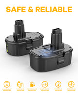 AYTXTG 2Pack 6.5Ah Lithium Battery Replace for Dewalt 18V XRP Ni-Cad Battery DC9096 DC9098 DC9099 DE9039 DE9095 + 2 Port DC9320 Fast Dual Charger for Dewalt 7.2V-18V XRP NI-CD NI-MH Battery AYTXTG