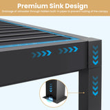 Greesum 10x10FT Outdoor Aluminum Pergola, Electric Adjustable Louvered Pergola with LED Lights and Gutter System, Metal Gazebo for Patio, Deck, Garden, Yard, Black Greesum