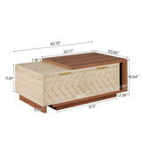 Tribesigns Adjustable Extendable Coffee Table with 2 Drawers, 42"-65" Length Reversible Center Table Storage for Living Room with for Living Room (Walnut & Oak) Tribesigns
