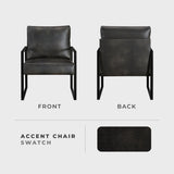 Lexicon Modern Accent Chair, Faux Leather Upholstered Living Room Chair With Wrapped Armrests, Arm Chair With Black Metal Frame,Comfy Single Chair For Living Room/Bedroom/Reading Room/Office,Dark Grey Lexicon