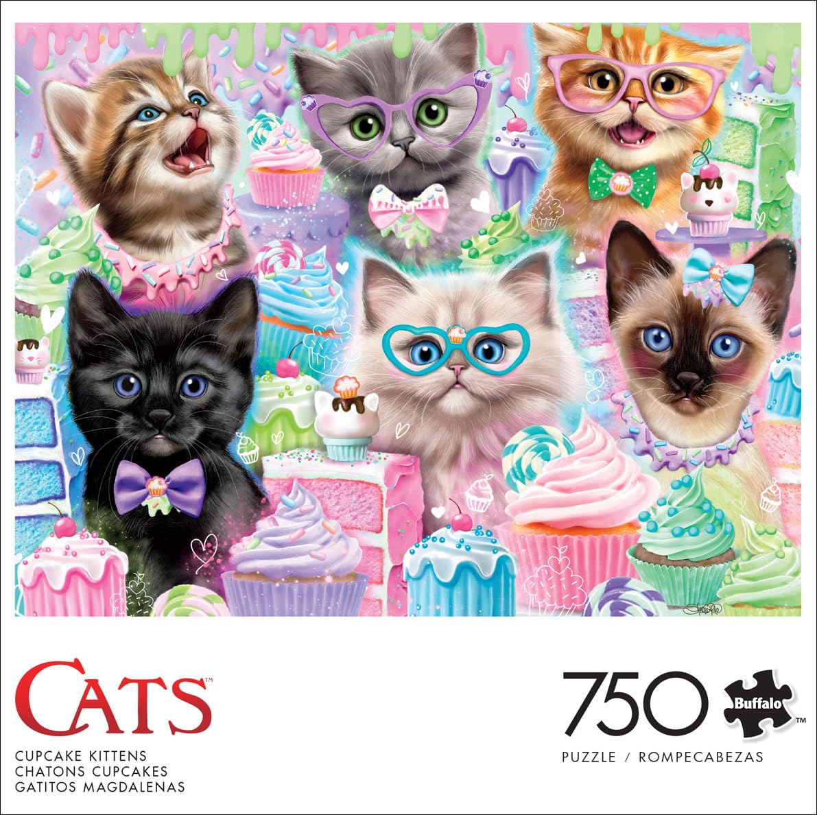 Buffalo Games - Sheena Pike - Cupcake Kittens - 750 Piece Jigsaw Puzzle for Adults -Challenging Puzzle Perfect for Game Nights - Finished Size is 24.00 x 18.00 Buffalo Games