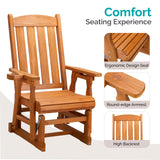 VINGLI Outdoor Glider Chair Wood Patio Glider with Cup Holder, Porch Glider with Smooth Rocking Mechanism, Heavy Duty 600 LBS VINGLI