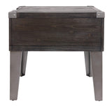 Signature Design by Ashley Todoe Industrial Square End Table with 1 Drawer, 2 Outlets and 2 USB Charging Ports, Dark Gray with Weathered Pine Finish Signature Design by Ashley