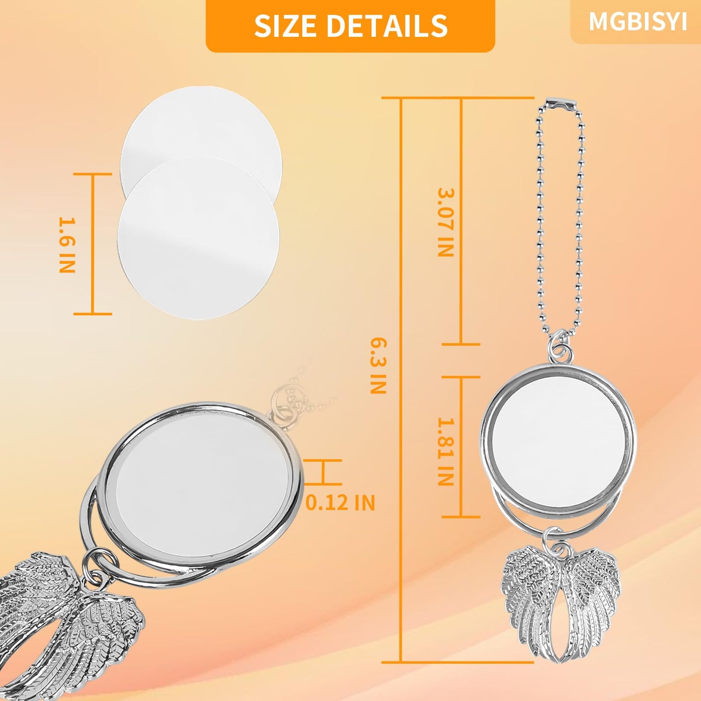 Sublimation Pendant Blanks,Car Picture Frame,Angel Wing Printing Pendant Jewelry Making, Sublimation Blanks Bulk for Automobiles Home Christmas Ornaments(5PC)