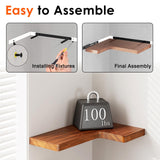 Fixwal Corner Floating Shelves for Wall Mounted Natural Solid Wood 16"x11.4" Farmhouse Home Decor Display Shelving Set of 3 (Rustic Brown) Fixwal