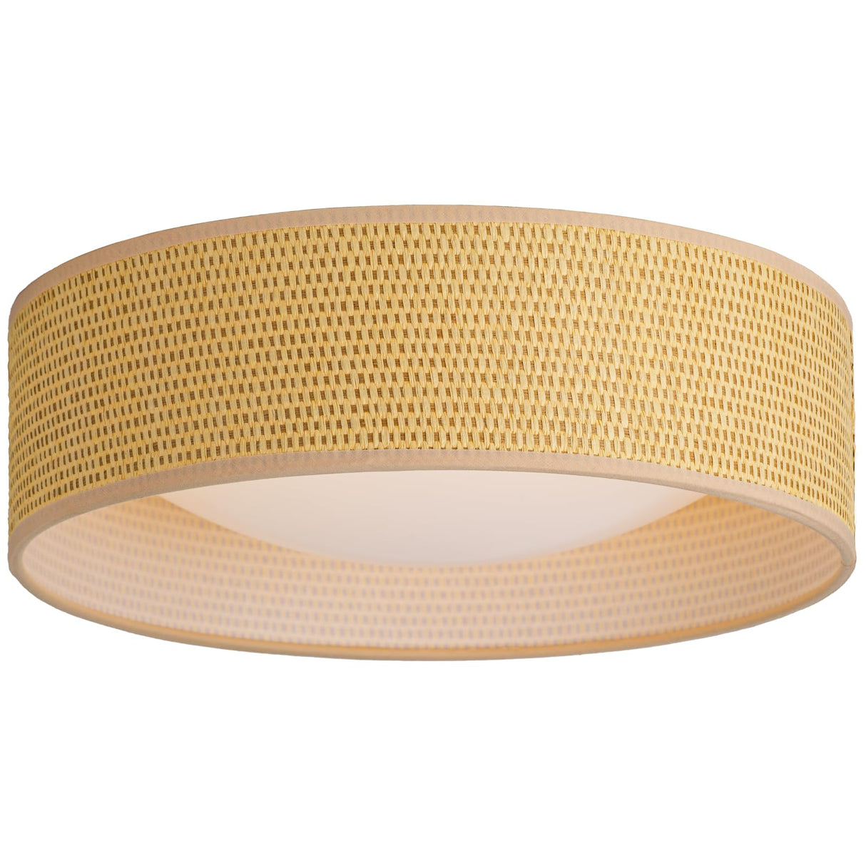 CALOKES 13" Woven Rattan-Style Boho Flush Mount Ceiling Light, LED 24W 3000K Closed to Ceiling Light Fixture with Classic Linen Drum Design for Bedrooms, Kitchen, Dining Room, Hallway CALOKES