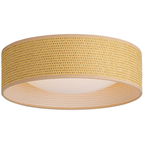 CALOKES 13" Woven Rattan-Style Boho Flush Mount Ceiling Light, LED 24W 3000K Closed to Ceiling Light Fixture with Classic Linen Drum Design for Bedrooms, Kitchen, Dining Room, Hallway CALOKES