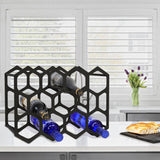 AT-VALY Countertop Wine Rack,Durable and Sturdy Freestanding 14 Bottle Wine Holder for Home Decor, Bar,Cabinet,Pantry (Black) AT-VALY