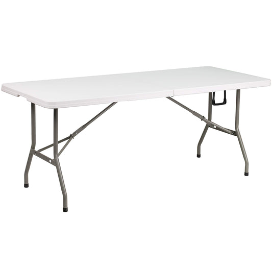 Flash Furniture Elon 6' Rectangular Plastic Folding Event Table, Portable Banquet Table for Indoor/Outdoor Events, White