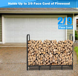 Tikimilor 5.3ft Firewood Rack Holder, Adjustable Heavy Duty Fire Log Stacker Stand for Fireplace, Outdoor Indoor Metal Wood Pile Storage Organizer, Patio Logs Stand tool, Black Tikimilor