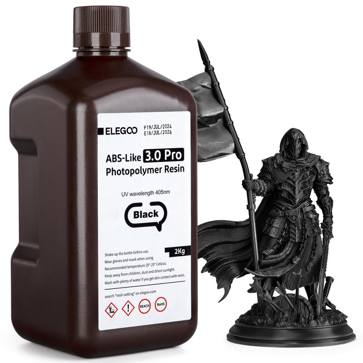 ELEGOO ABS-Like Resin 3.0 Pro, Higher Scratch-Resistance 3D Printing Photopolymer Resin, 405nm UV Resin for MSLA/DLP/LCD Printers Fast Curing High Precision Non-Brittle, Black 2000g ELEGOO
