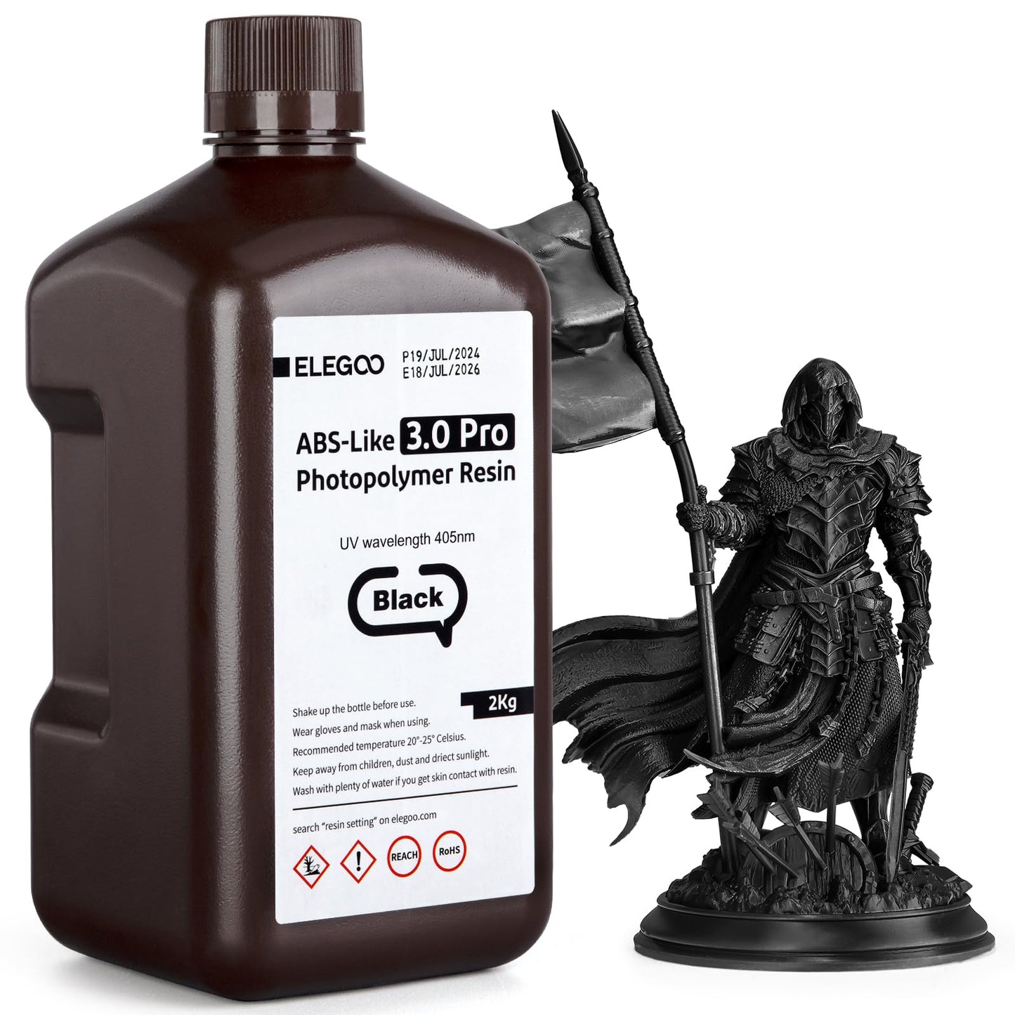 ELEGOO ABS-Like Resin 3.0 Pro, Higher Scratch-Resistance 3D Printing Photopolymer Resin, 405nm UV Resin for MSLA/DLP/LCD Printers Fast Curing High Precision Non-Brittle, Black 2000g