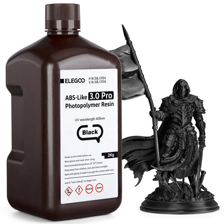 ELEGOO ABS-Like Resin 3.0 Pro, Higher Scratch-Resistance 3D Printing Photopolymer Resin, 405nm UV Resin for MSLA/DLP/LCD Printers Fast Curing High Precision Non-Brittle, Black 2000g ELEGOO