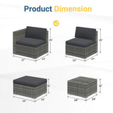 Wisteria Lane 5-Pieces Outdoor Patio Furniture Set, All Weather Wicker Rattan Sectional Sofa, Patio Conversation Set with Cushions & Glass Coffee Table for Backyard Porch Garden Balcony, Grey Wisteria Lane