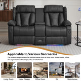 WISHDEER Power Reclining Loveseat Sofa, Loveseat Recliner Couch with Console, RV Recliners for Travel Trailers, Home Theater Seating with Cup Holders/LED/Drawer/USB/USB C (Black) WISHDEER