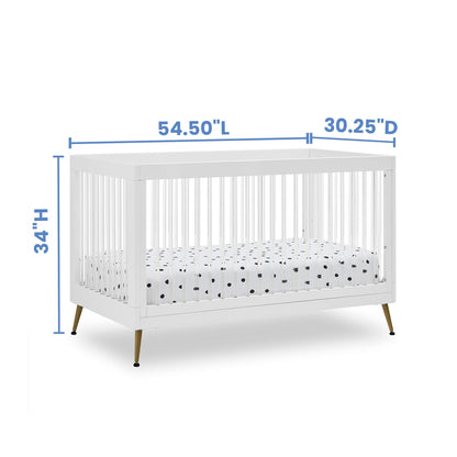 Delta Children Sloane 4-in-1 Acrylic Convertible Crib - Includes Conversion Rails, Bianca White w/Melted Bronze