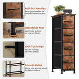 Somdot Narrow Dresser with 4 Drawers, Slim Storage Organizer Chest of Drawers with Removable Fabric Drawers for Small Spaces Bathroom Closet Bedroom Laundry, Wood Grain Print Somdot
