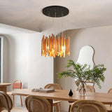 Fivootvi 8 Light Farmhouse Wood High Ceiling Chandelier RusticLarge Ceiling Light Fixture Adjustable Hanging Pendat Light for Dining Room Living Room Foyer Staircases Kitchen Island. Fivootvi