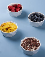 Ramekins 8 oz, Delling Creme Brulee Ramekins, Porcelain Ramekins Oven Safe, Geometric Style Ramekins for Baking Souffle, Ice Cream, Snack, Charcuterie Bowls, Set of 6, White DELLING