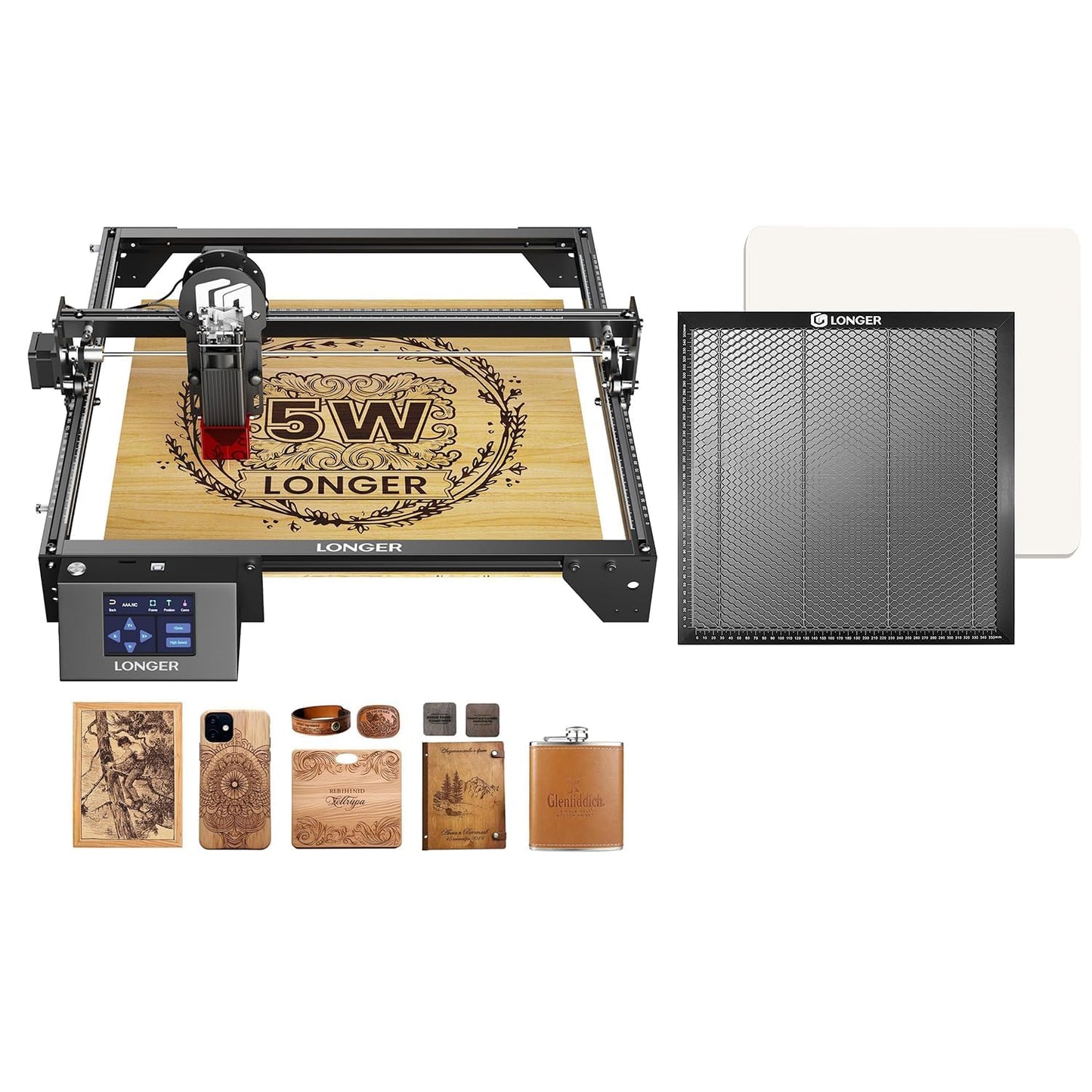 Longer Ray5 5W Laser Engraver Machine + Longer Honeycomb Working Table, 15.7"x 15.7"x 0.86" - WoodArtSupply