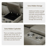 Power Air Leather Reclining Sofa with LED,Leather Recliner Sectional Couch for Living Room, Reclining Couches with Cup Holders Hide-Away Storage (Grey, Sectional) Pon Living Furniture Inc