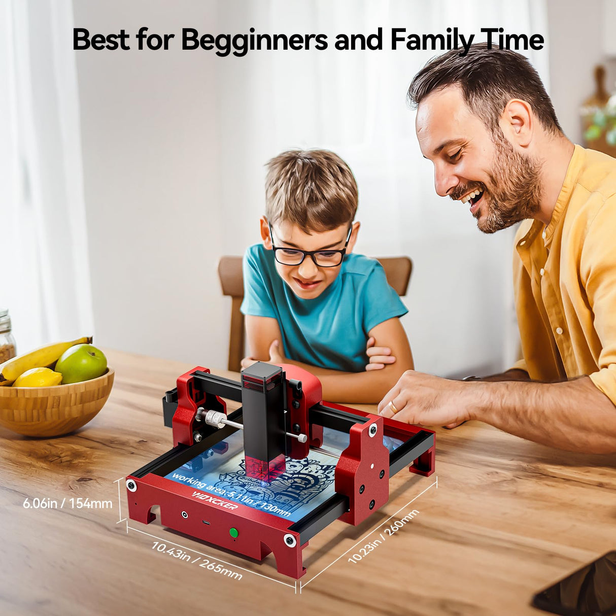 Mini Laser Engraving Machine, Woxcker S1 1.6W Portable Laser Engraver No Need Installation 130mm x 130mm Bed Size 0.05 Laser Spot for DIY, Pager, Wood, Acrylic, Leather, Leaf, Beginner-Friendly Woxcker