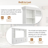 97.4"W Elegant 4-Piece Wall Unit Entertainment Center with Bookshelf for TVs Up to 70", Versatile TV Stand with Adjustable Shelf, Mid-Century Media Console with Bridge for Living Room, White (White) THINK 30