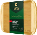 ROYAL CRAFT WOOD Bamboo Cutting Boards for Kitchen, Wood Chopping Boards with Juice Groove, Wooden Cutting Board for Vegetables, Fruit and Cheese Charcuterie Serving Tray XL, 18" x 12" ROYAL CRAFT WOOD