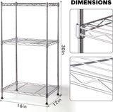 Land Guard Height-Adjustable Chrome Storage Racks and Shelving, 3-Tier Wire Shelf, Metal Rack Shelving, Narrow Storage Rack for Laundry Bathroom Kitchen Pantry Closet (16”L x 12”W x 30”H)… Land Guard
