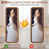 LVSOMT 63"×18” Wooden Full Length Mirror, Full Body Mirror, Standing Floor Mirror, Solid Wood Frame, Stand Up or Wall-Mounted, Dressing Mirror for Bedroom, Rustic Mirror, Walnut LVSOMT