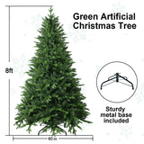 Treepool 8 FT Artificial Christmas Tree with 2639 PE&PVC Mixed Branch Tips, Unlit Hinged Premium Spruce Fake Xmas Trees, Green, Foldable Base Treepool