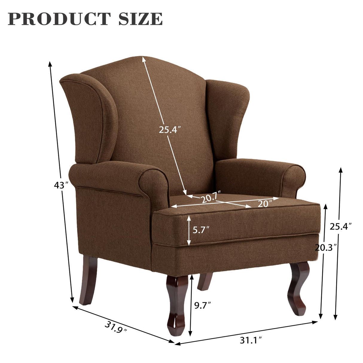 UIXE High Back Accent Chair, Fabric Upholstered Armchair for Living Room, Wingback Retro Arm Chair Comfy Single Sofa Bedroom Reading Seat - Cranberry Floral UIXE