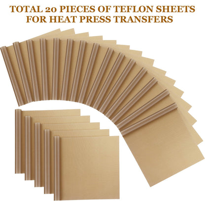 Selizo 20 Pack Teflon Sheet for Heat Press, Heat Transfer Press Cover Paper Heat Resistant Transfer Protector Mats for Cricut Iron HTV Vinyl, Sublimation, Baking and Craft