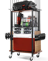 Ghosthorn Fishing Rod Holders for Garage Fishing Gear and equipment Rotating Tackle Storage Cart Pole Rod Rack Hold up to 10 Rods Ghosthorn