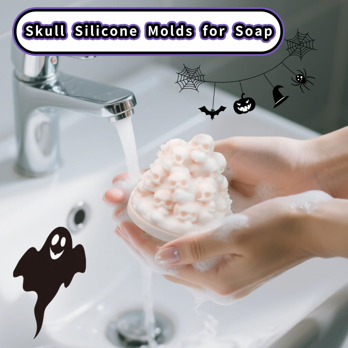 ZQYSING Skull Candle Molds for Candle Making, Halloween Silicone Mold for Epoxy Resin Candles Wax Soap Plaster Cement Concrete Home Party Decorations ZQYSING