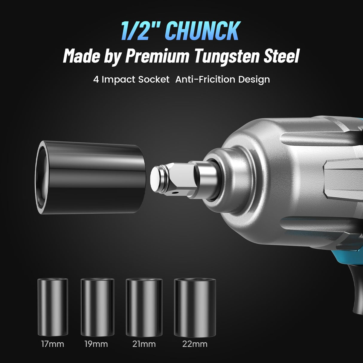 Seesii Electric Impact Wrench Corded, 368Ft-lbs(500N.m) Torque 1/2 inch Impact Gun with 8Amp Cord, 4 Sockets for Car Tire and Home DIY, AC500 Seesii