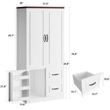 ModernMate Armoire Wardrobe Closet, 71 Inches Tall Wooden Modern Bedroom Armoires with 3 Doors and 2 Drawers, Freestanding Wardrobe Combination Clothing Cabinet with Hanging Rod, White ModernMate