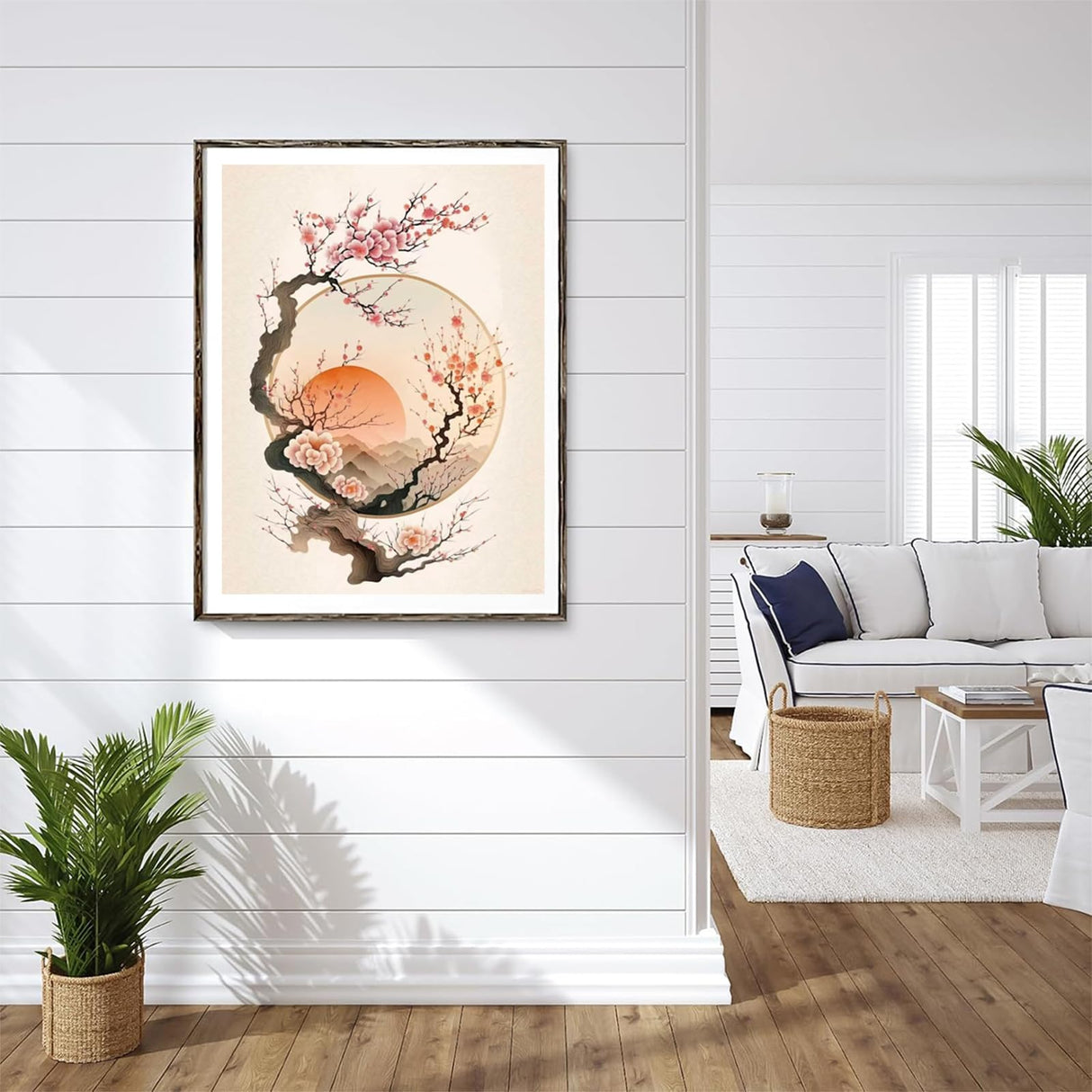 Diamond Painting Peach Blossom Set, 5D Chinese Style Adult Diamond Art, Full Diamond Painting Kit, Gem Art Painting Red Sun, DIY Diamond Painting Kit for Beginners 12x16 inch JXAVAXDE