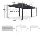 PURPLE LEAF Louvered Pergola 11' x 23' Huge Patio Aluminum Pergola Modern Outdoor Pergola with Adjustable Roof for Deck Garden Yard Hardtop Gazebo PURPLE LEAF