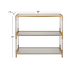 Deco 79 Metal Console Table 2 Shelf with Clear Glass Top and Acrylic Legs, 38" x 15" x 36", Gold Deco 79