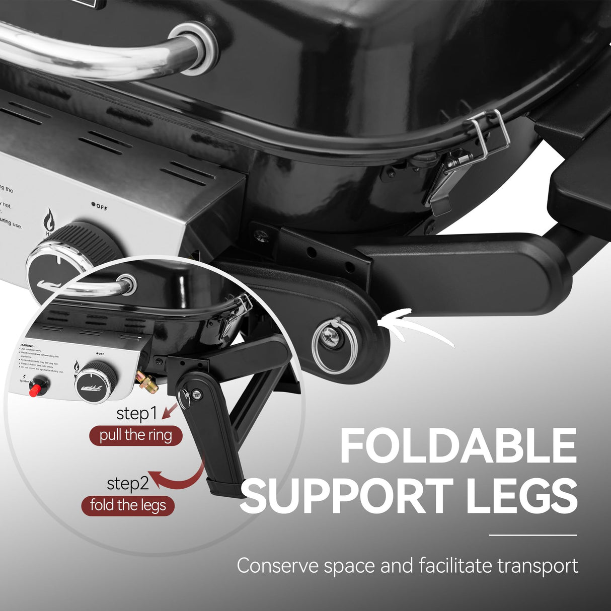 Royal Gourmet GT2005 2-Burner Portable Propane Gas Grill with Foldable Side Tables & Foldable Support Legs, Tabletop Gas Grill with Warming Rack for for Outdoor Cooking & Grilling, Black Royal Gourmet