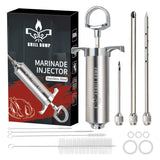 Grill Bump Meat Injector Syringe Kit with 3 Professional Marinade Injector Needles for BBQ Grill Smoker, Turkey and Brisket; 2-oz Large Capacity, Including Paper User Manual, Recipe E-Book (PDF) GRILL BUMP