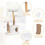 COZIVVOVV Modern Cat Tree, Natural Branch Cat Tower with Condo and Climbing Perches, Kitten Scratching Tree, Cat Furniture Gift, White COZIVVOVV