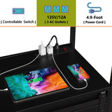 Furniouse 6-Tier Kitchen Bakers Rack with Power Outlet, Industrial Microwave Oven Stand with Shelves, Kitchen Utility Storage Shelf with Cabinet, Standing Kitchen Storage Rack (Black) Furniouse